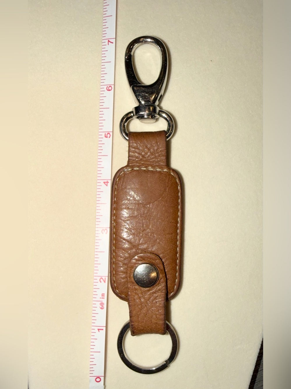 Roots Brown Leather Key Fob with Silver Hardware - Picture 4 of 4